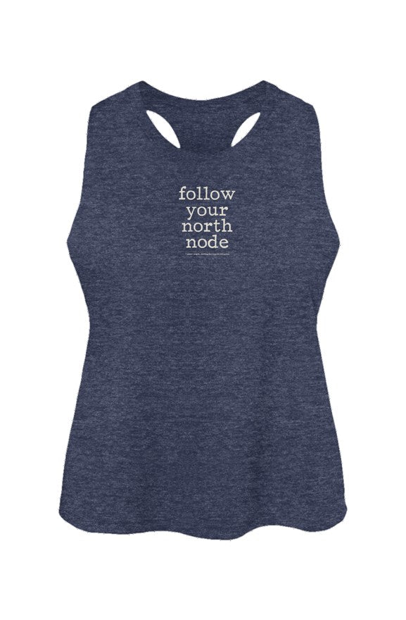 Follow Your North Node Women's Racerback Cropped Tank (Heather Navy)